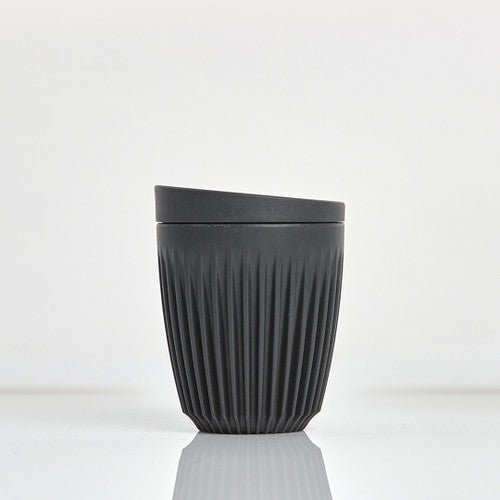 Huskee 8oz Charcoal Cup with Lid, Sustainable Coffee Cup.