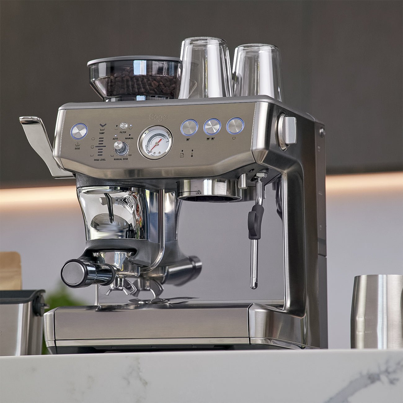 Sage Barista Express Impress Espresso Machine (Stainless Steel) - Indigo Coffee Project