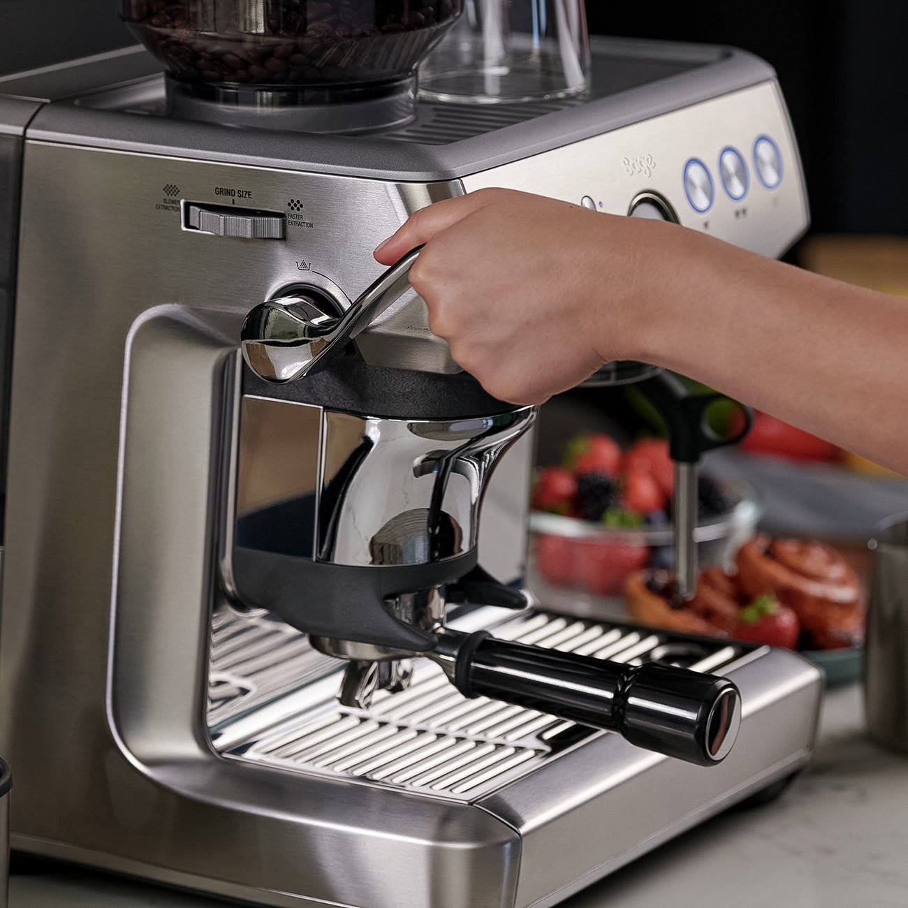 Sage Barista Express Impress Espresso Machine (Stainless Steel) - Indigo Coffee Project
